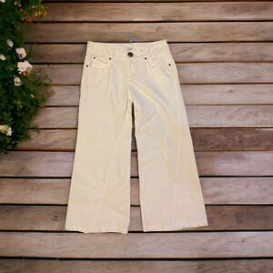 Cache Wide Leg White Jeans Size 6 Womens